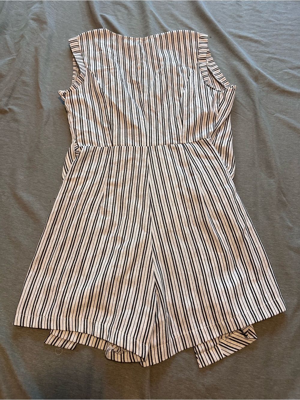 Lulus Amherst Black and White Striped Wrap Skort Romper - Picture 4 of 5